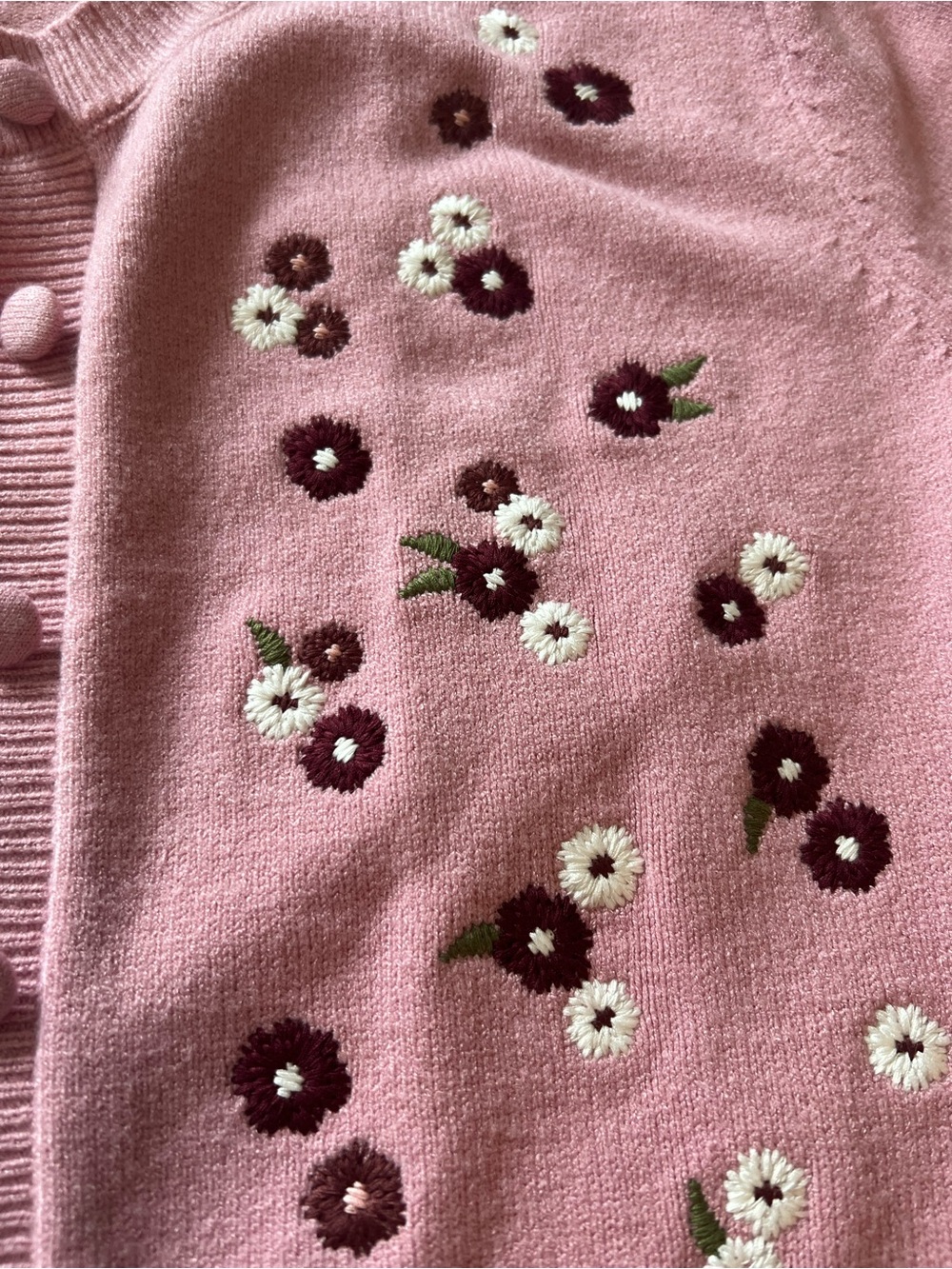 Jessica Simpson Pink Floral Embroidered Short-Sleeve Cardigan - Picture 3 of 5